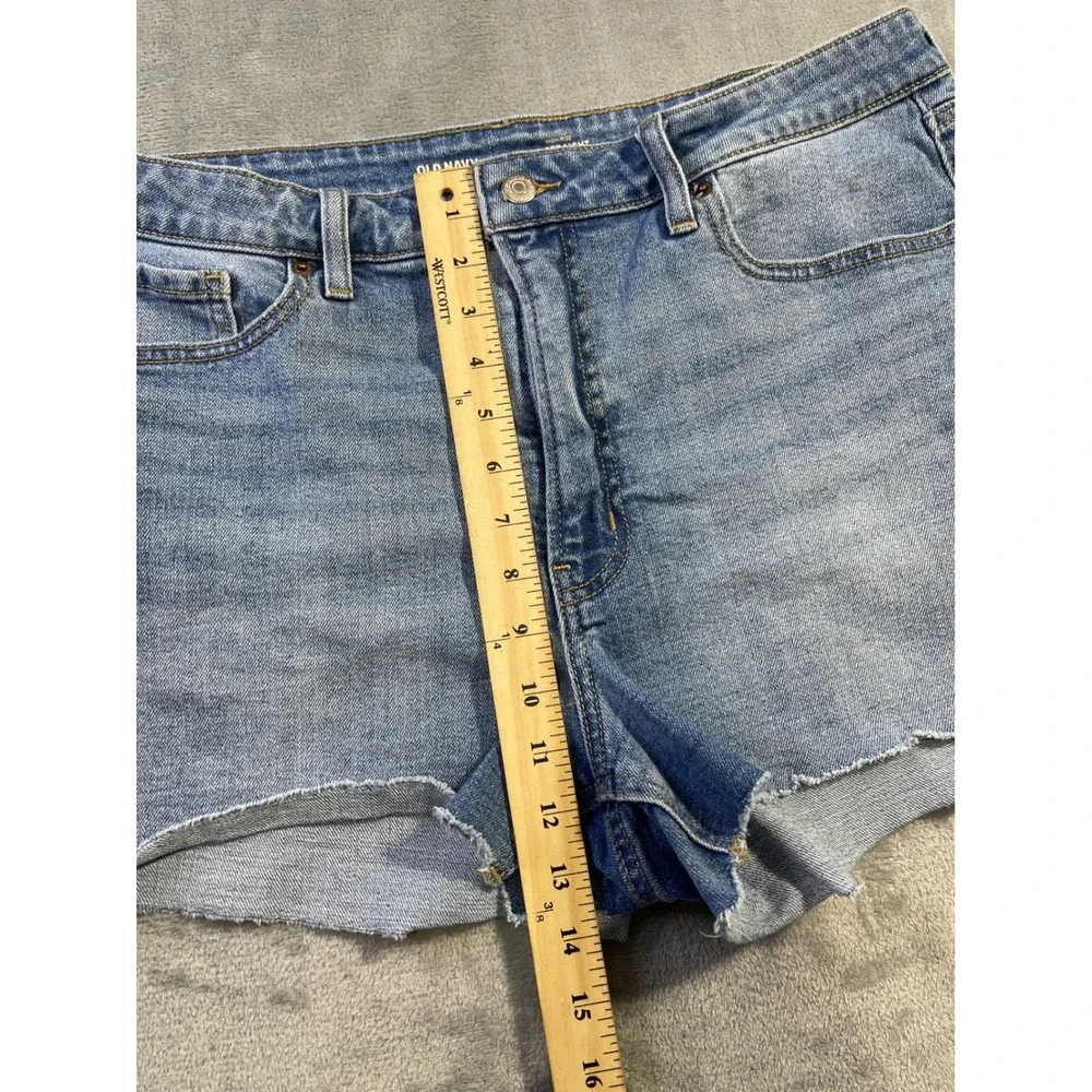Old Navy Womens OG Straight Shorts 16 Blue High-Rise Raw Hem